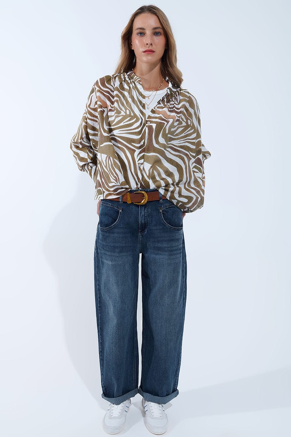Q2 Women's Jean Relaxed Wideleg Vintage Wash Jeans