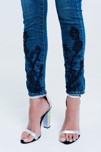 Q2 Women's Jean Skinny Blue jeans with strass