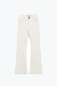 Q2 Women's Jean Skinny Flared Jeans With Double Button Detail In White