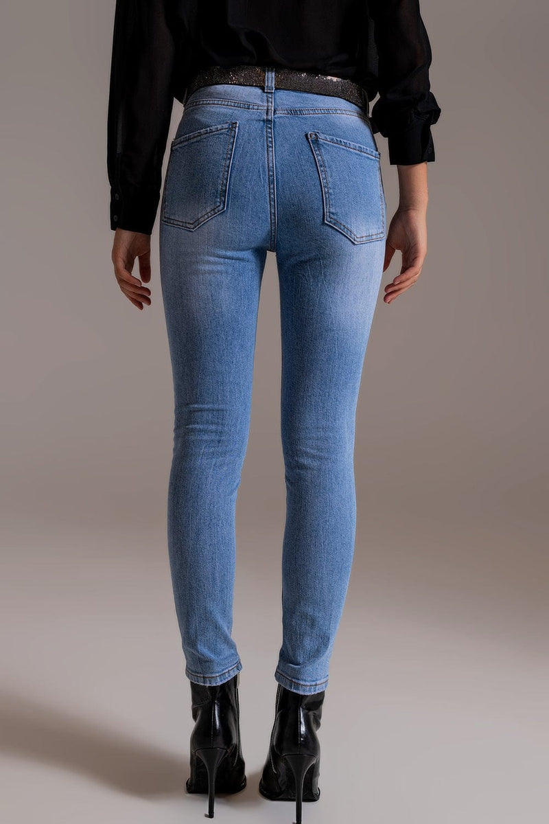 Q2 Women's Jean Skinny High Waist Jeans In Light Wash