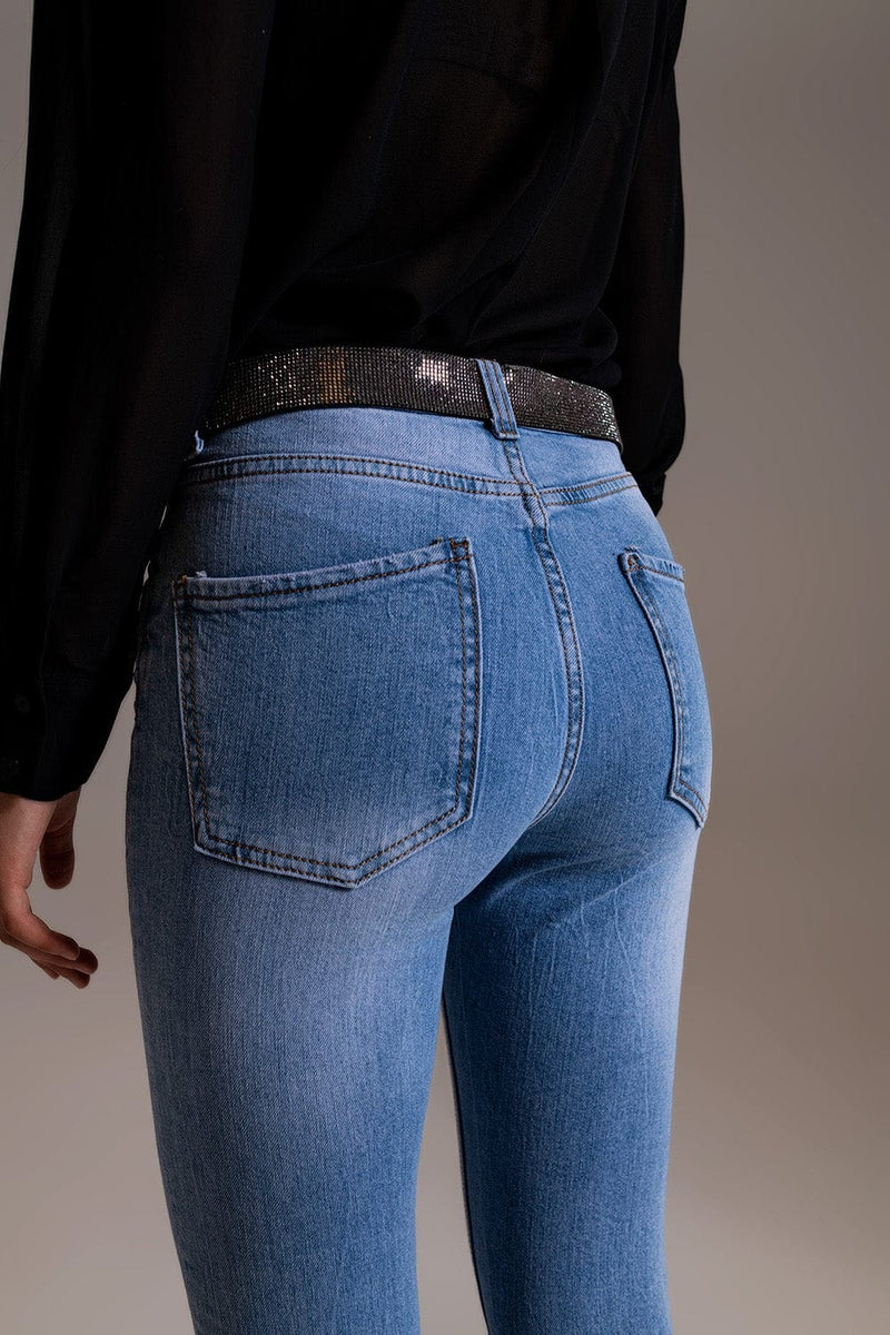 Q2 Women's Jean Skinny High Waist Jeans In Light Wash