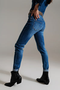 Q2 Women's Jean Skinny High Waisted  Jeans In Mid Wash