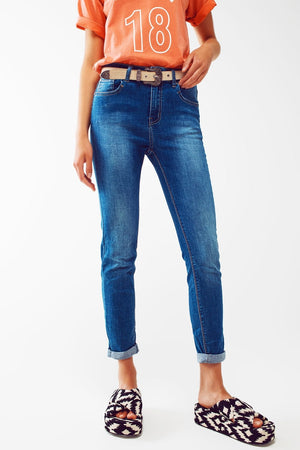 Q2 Women's Jean Skinny Jeans In Mid Wash