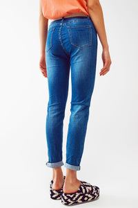 Q2 Women's Jean Skinny Jeans In Mid Wash