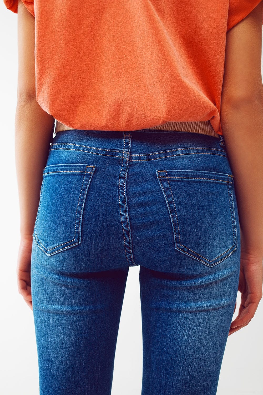 Q2 Women's Jean Skinny Jeans In Mid Wash