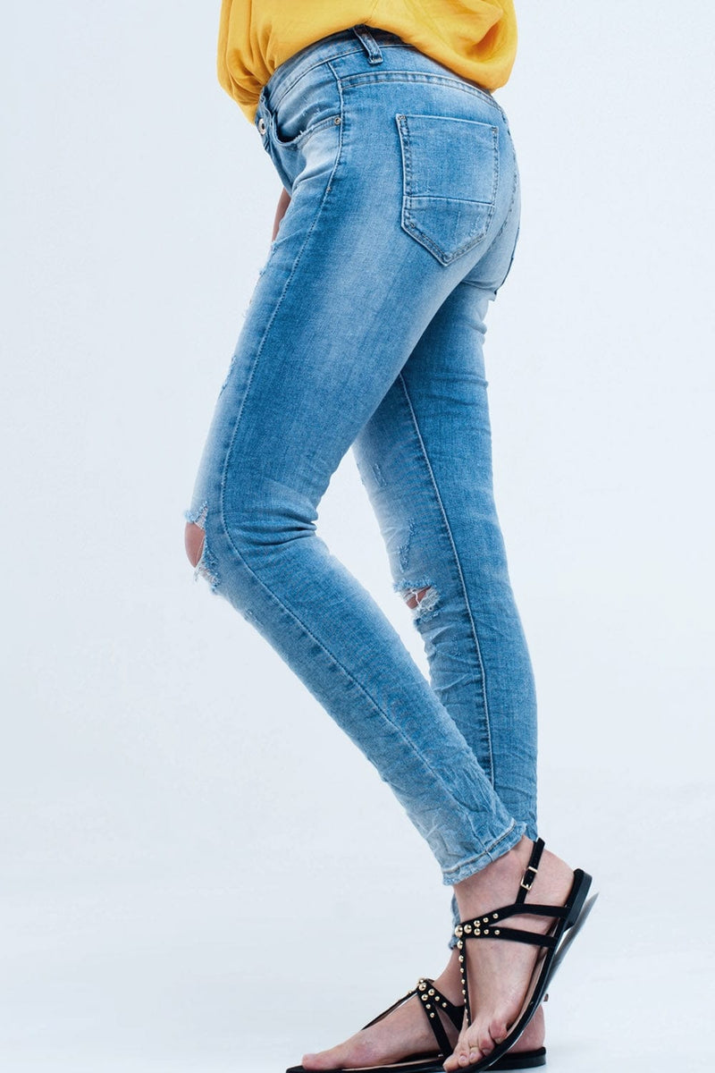 Q2 Women's Jean Skinny Jeans in Mid Wash