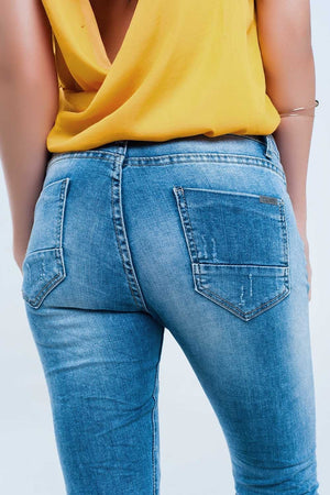 Q2 Women's Jean Skinny Jeans in Mid Wash