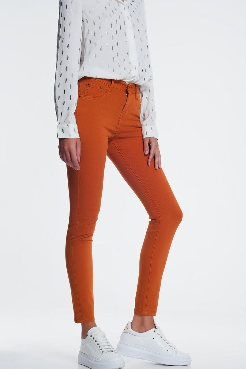 Q2 Women's Jean Skinny Jeans in Orange