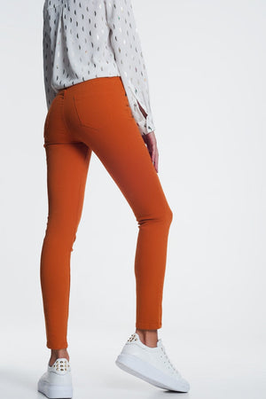 Q2 Women's Jean Skinny Jeans in Orange