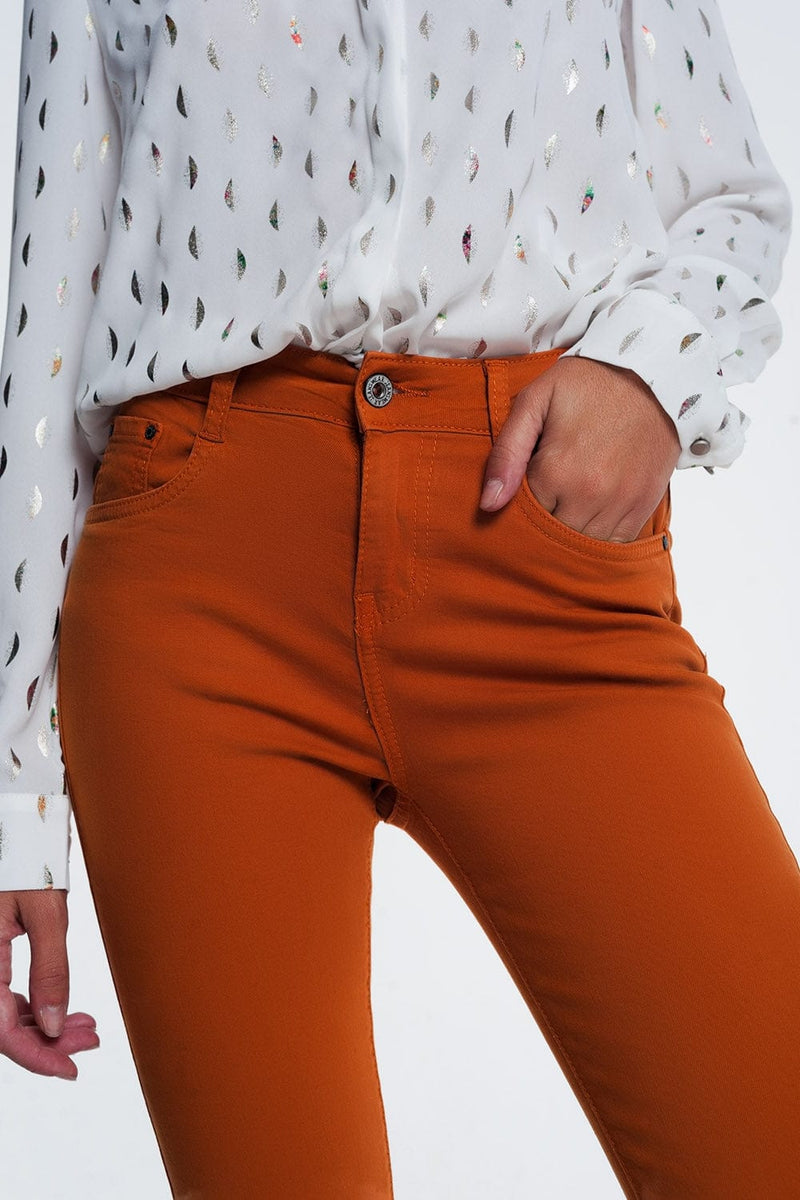 Q2 Women's Jean Skinny Jeans in Orange