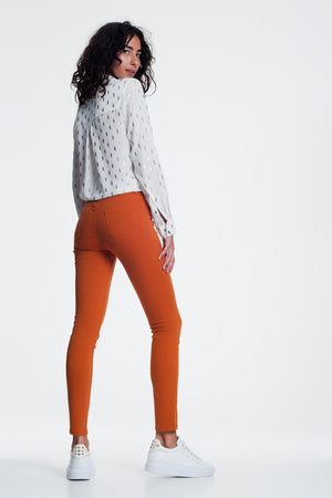 Q2 Women's Jean Skinny Jeans in Orange
