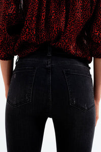Q2 Women's Jean Skinny Jeans in Washed Black