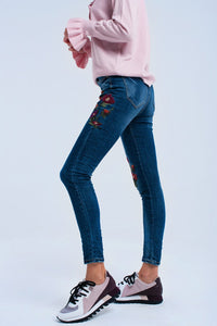 Q2 Women's Jean Skinny jeans with flowers