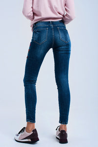 Q2 Women's Jean Skinny jeans with flowers