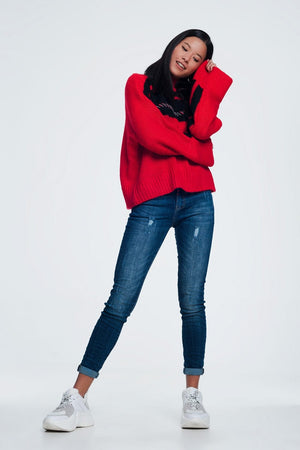 Q2 Women's Jean Skinny Jeans with Wear Detail