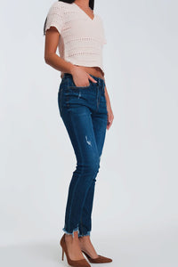 Q2 Women's Jean Skinny Regular Waist Jeans in Light Denim