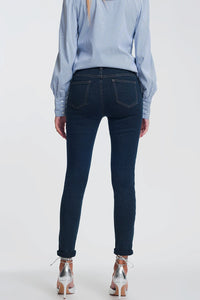Q2 Women's Jean Sparkley High Waist Jeans in Dark Wash
