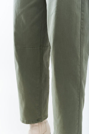 Q2 Women's Jean Straight Ankle-Length Pants In Khaki With Knee Seam Detail