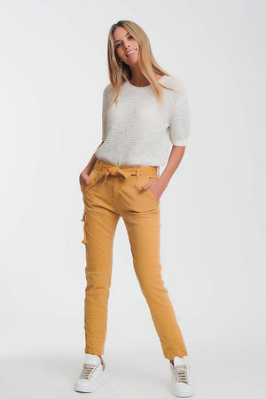 Q2 Women's Jean Straight cut pants in mustard