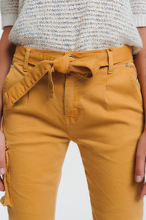 Q2 Women's Jean Straight cut pants in mustard