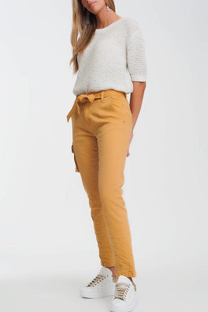 Q2 Women's Jean Straight cut pants in mustard