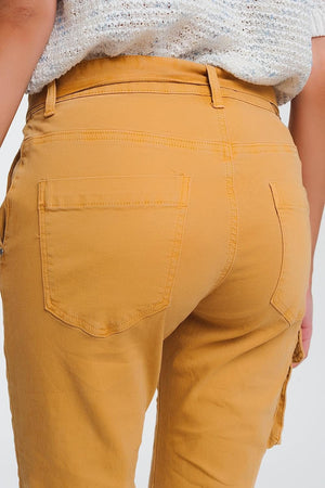 Q2 Women's Jean Straight cut pants in mustard