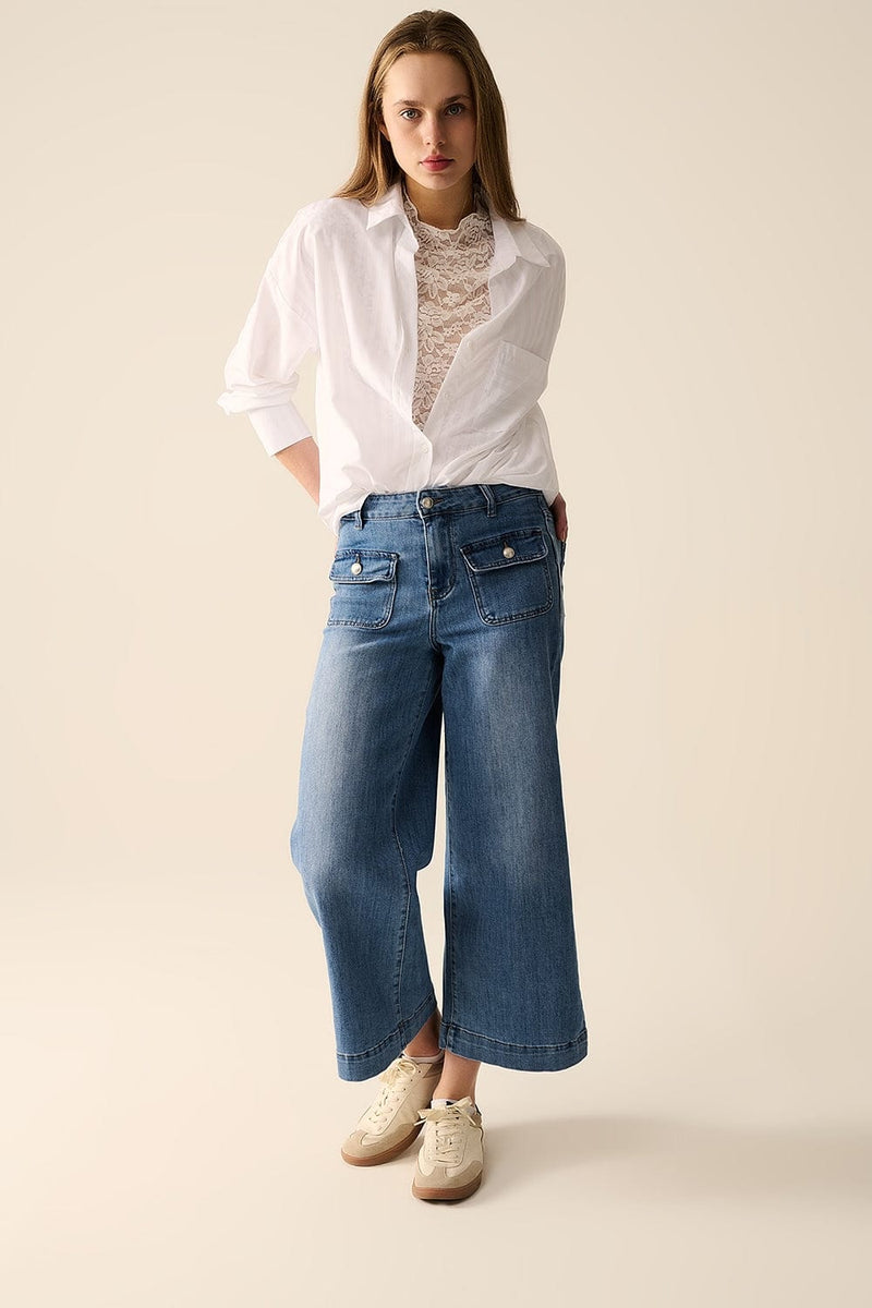 Q2 Women's Jean Straight Jeans With Back Pockets At The Front