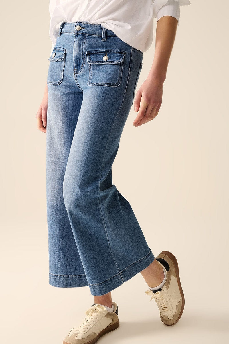 Q2 Women's Jean Straight Jeans With Back Pockets At The Front