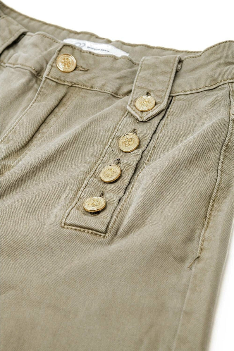 Q2 Women's Jean Straight Jeans With Gold Buttons At The Side In Beige