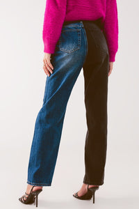Q2 Women's Jean Straight Leg Color Block Jeans