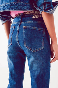 Q2 Women's Jean Straight Leg Jeans in Thrift Blue