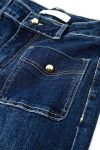 Q2 Women's Jean Straight Leg Jeans With Front Pockets And Button