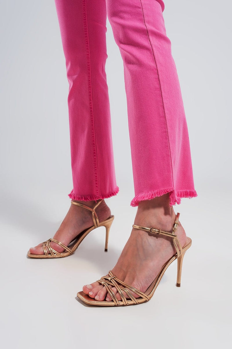 Q2 Women's Jean Straight Pants In Fuchsia With Wide Ankles