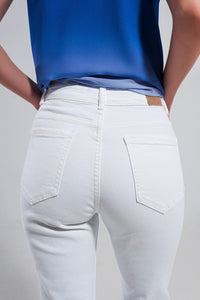 Q2 Women's Jean Stretch Cotton Skinny Jeans in White