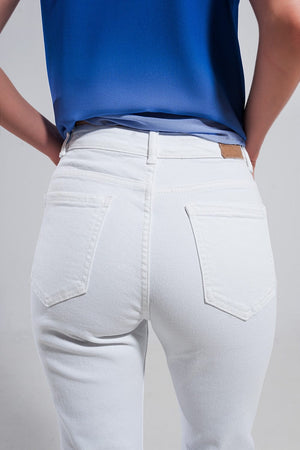Q2 Women's Jean Stretch Cotton Skinny Jeans in White