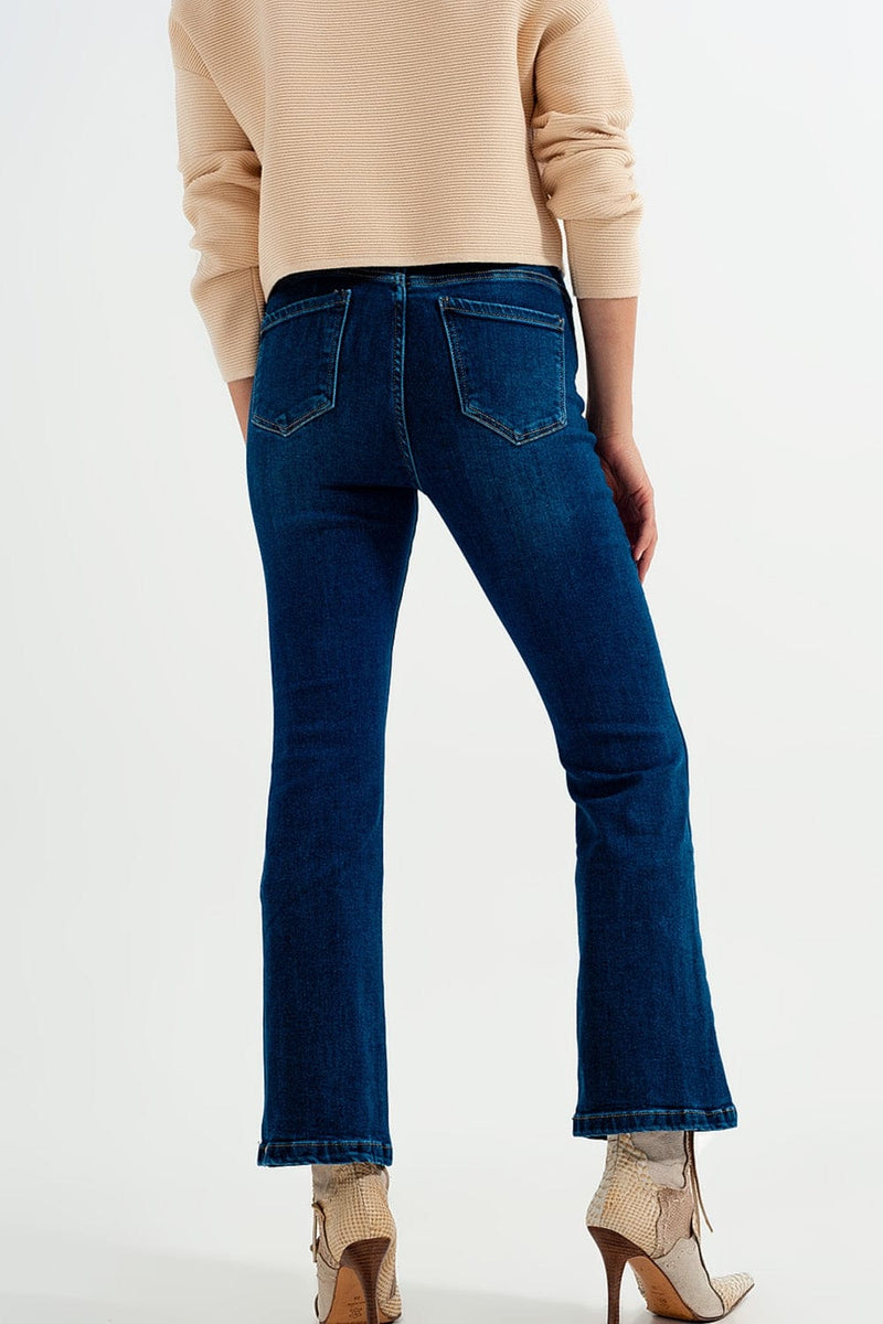 Q2 Women's Jean Stretch Flare Jeans in Midwash