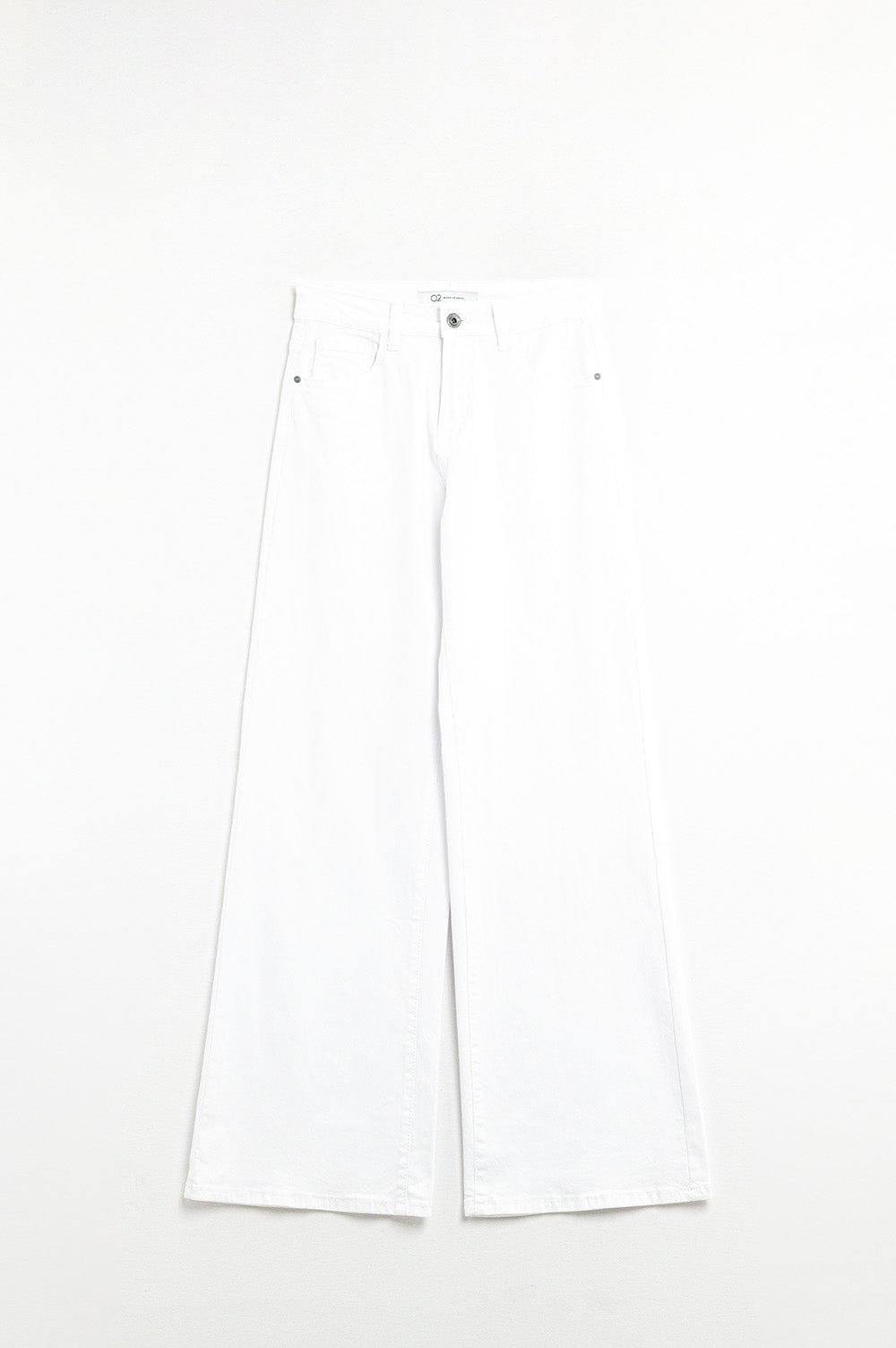 Q2 Women's Jean White Straight Pants Wide Leg