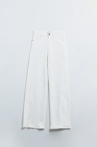 Q2 Women's Jean White Wide Leg High Rise Pants