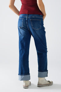 Q2 Women's Jean Wide Leg Jeans Embellished With Some Patches