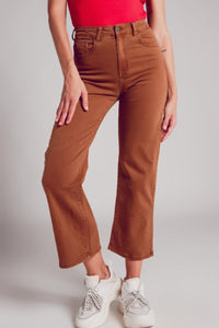 Q2 Women's Jean Wide Leg Jeans in Camel Brown