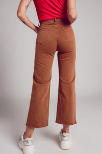 Q2 Women's Jean Wide Leg Jeans in Camel Brown