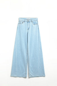 Q2 Women's Jean Wide Leg Jeans In Light Wash With Side Seam