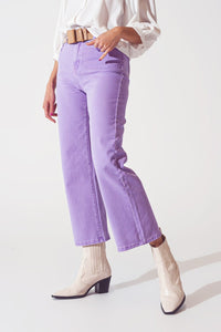 Q2 Women's Jean Wide Leg Jeans In Purple