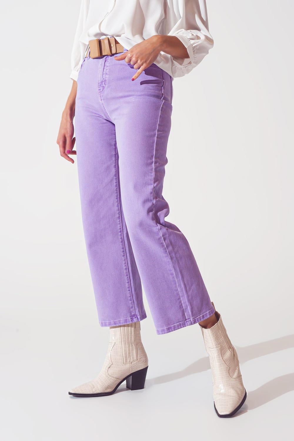 Wide leg satin pants in purple - Himelhoch's Department Store