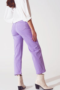 Q2 Women's Jean Wide Leg Jeans in Purple