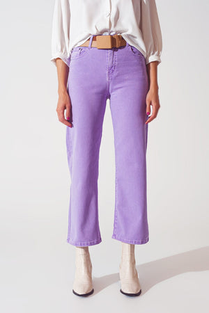 Q2 Women's Jean Wide Leg Jeans in Purple