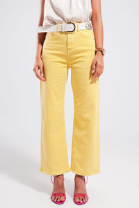 Q2 Women's Jean Wide Leg Jeans In Sunshine Yellow