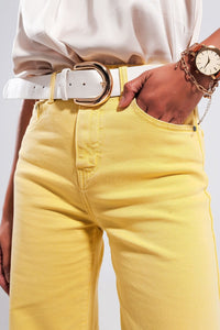 Q2 Women's Jean Wide Leg Jeans in Sunshine Yellow