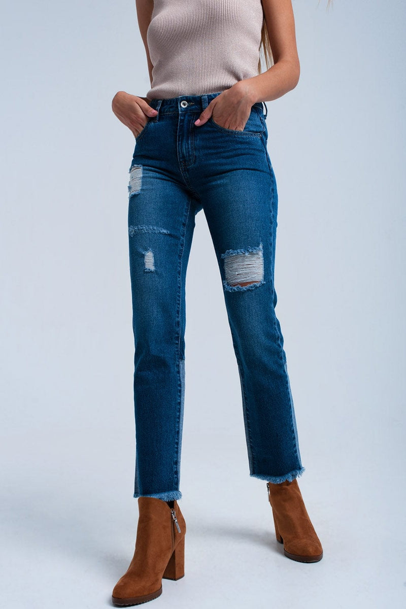 Q2 Women's Jean Worn straight jeans