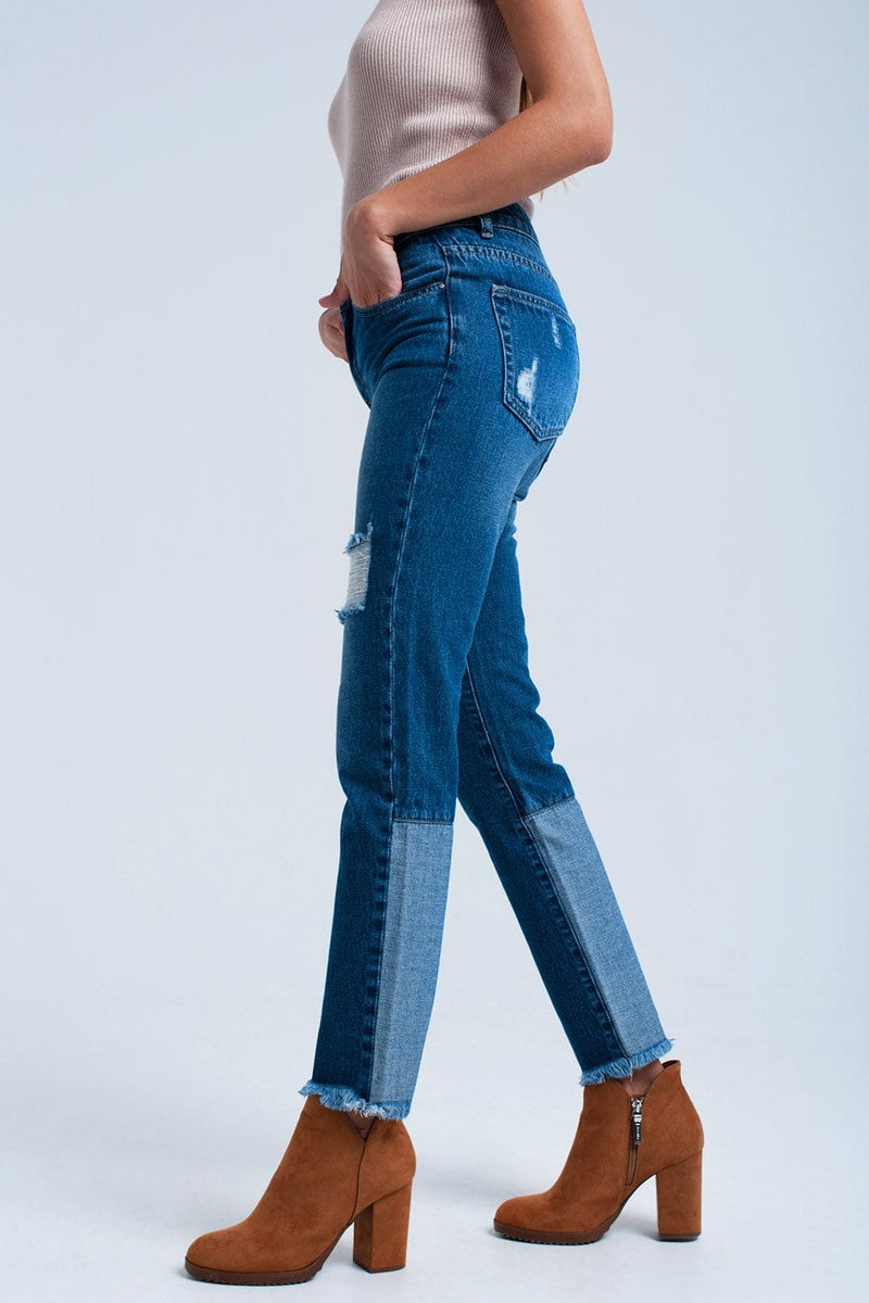 Q2 Women's Jean Worn straight jeans